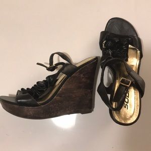 5for$30- Soda Wedges, black/gold w/brown wedge